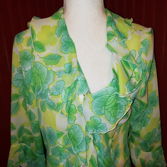 Investments Floral Button Shirt S - Picture 2 of 7